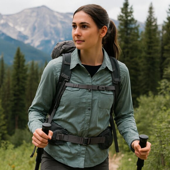 Columbia Tops - Columbia Hiking shirt women’s small, side zip pocket and quick dry fabric